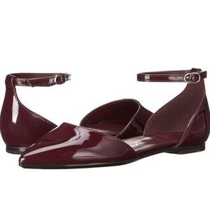 Burgundy wine patent almond toe flats